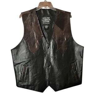 Biker NAVARRE Leather Company Genuine Lambskin Leather Vest. SZ. XL.